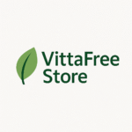 Logo da VittaFree Store Com folha verde produtos naturais
